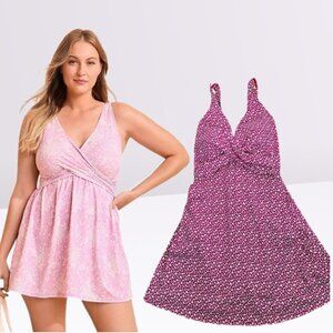 Land's End NWOT Women's SlenderSuit Wrap Swim Dress Swimsuit Size 18W